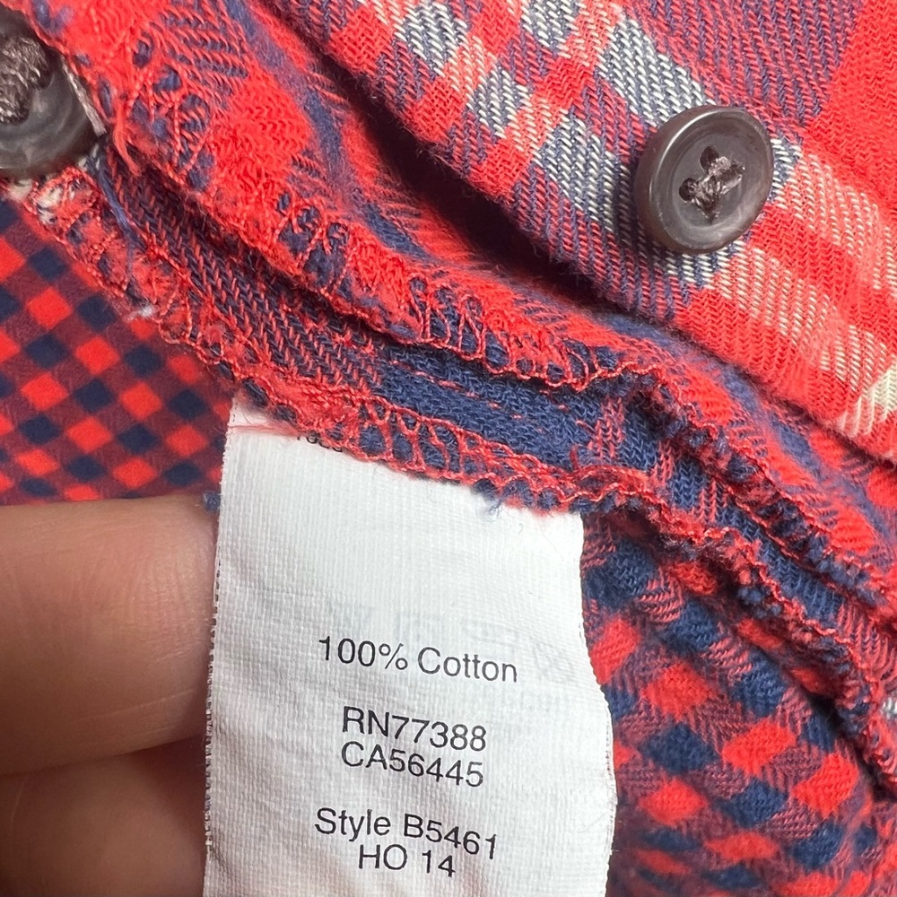 Madewell Ex boyfriend Flannel Button-Down Red and Navy Plaid Size Small - Picture 5 of 5